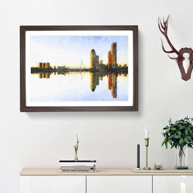 The Rotterdam Skyline Reflection - Picture Frame Painting Print East Urban Home Size: 33cm H x 45cm W x 2cm D, Frame Option: Walnut Framed on Productcaster.