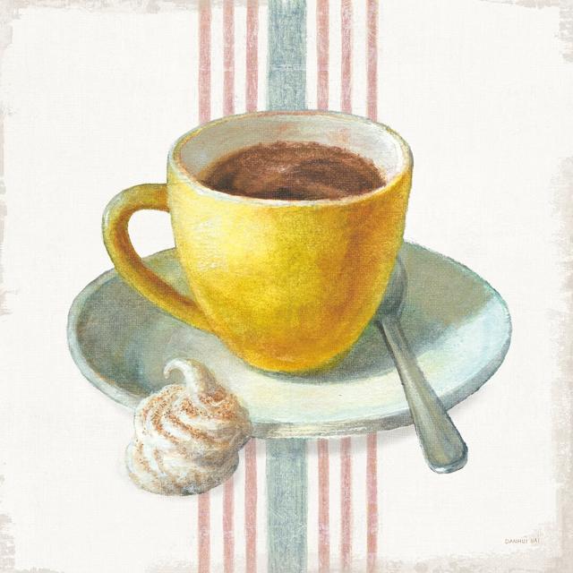 Wake Me Up Coffee IV With Stripes by Danhui Nai - Wrapped Canvas Painting Rosalind Wheeler Size: 91cm H x 91cm W on Productcaster.