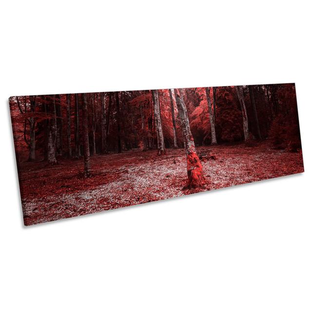 Red Forest Trees Landscape - Wrapped Canvas Panoramic Print 17 Stories Size: 40.64cm H x 121.92cm W x 2cm D on Productcaster.