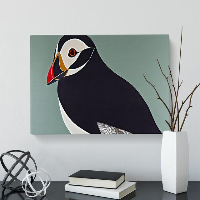 Peaceful Puffin Bird Abstract - Wrapped Canvas Graphic Art House of Hampton Size: 35cm H x 50cm W x 3cm D on Productcaster.