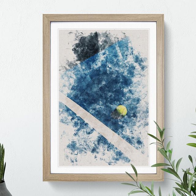 The Tennis Court Watercolour - Picture Frame Graphic Art East Urban Home Frame Option: Oak, Size: 65cm H x 48cm W x 2cm D on Productcaster.