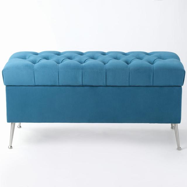 Velvet Upholstered Storage Bench bench4home Size: H47 x W45 x 35Dcm on Productcaster.