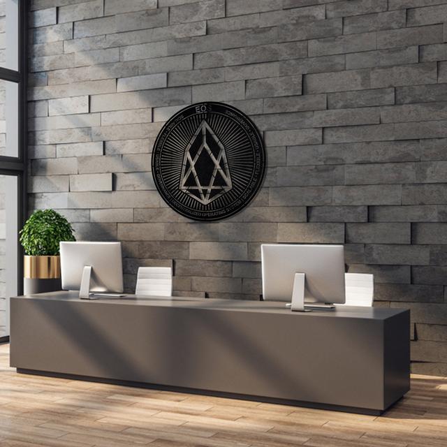 Cryptocurrency Eos Coin Metal Wall Décor Happy Larry Finish: Black on Productcaster.