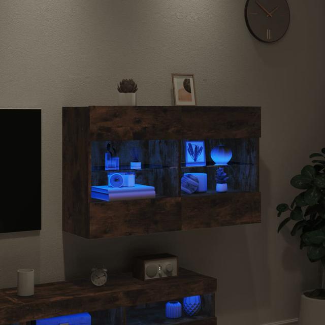 vidaXL TV-Wandschrank mit LED-Leuchten Schwarz 98,5x30x60,5 cm Metro Lane Farbe: Räuchereiche on Productcaster.