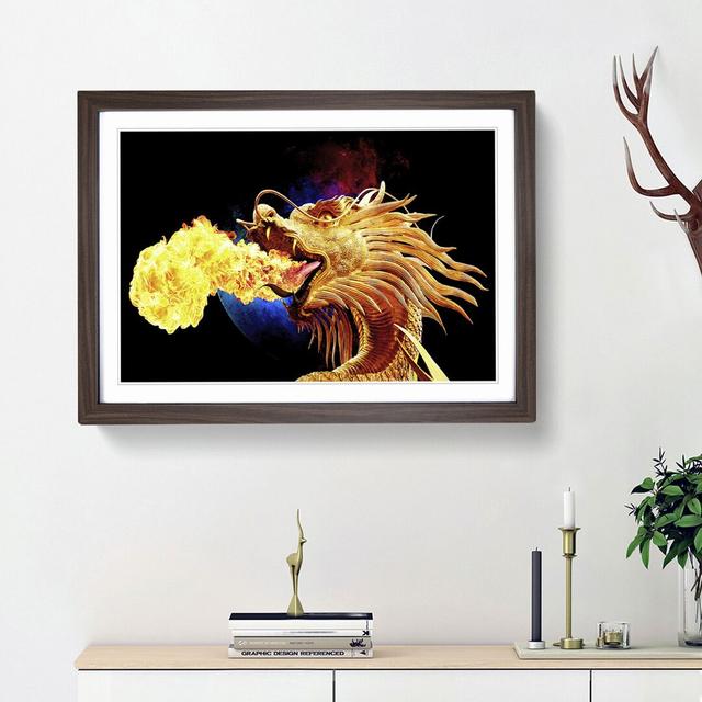 Golden Dragon - Picture Frame Graphic Art Print East Urban Home Frame Option: Walnut Framed, Size: 27cm H x 36cm W x 2cm D on Productcaster.