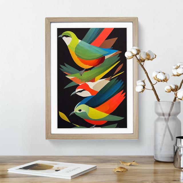 Bird Layers Abstract - Single Picture Frame Print 17 Stories Size: 64cm H x 46cm W x 2cm D, Frame Colour: Oak on Productcaster.