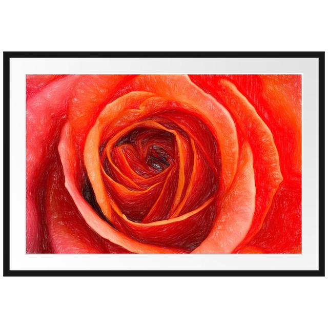 Gerahmter Fotodruck Detailed Red Rose Flower East Urban Home Größe: 70 cm H x 100 cm B on Productcaster.