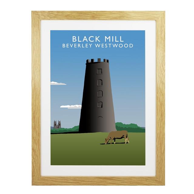 Black Mill by Richard O'Neil - Graphic Art Print on Paper East Urban Home Format: Oak Wood Frame, Size: 54 cm H x 44 cm W x 2.2 cm D on Productcaster.