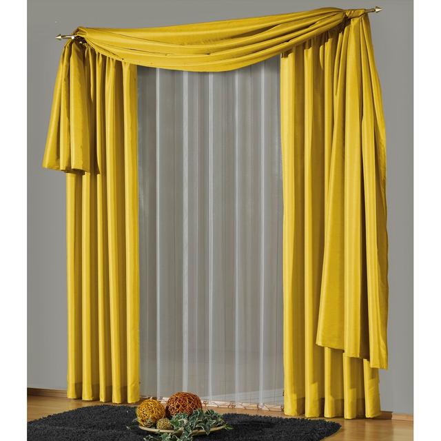 Farsund Semi-Sheer Window Scarf 17 Stories Colour: Yellow, Maße pro Stück: 135cm H x 300cm W on Productcaster.