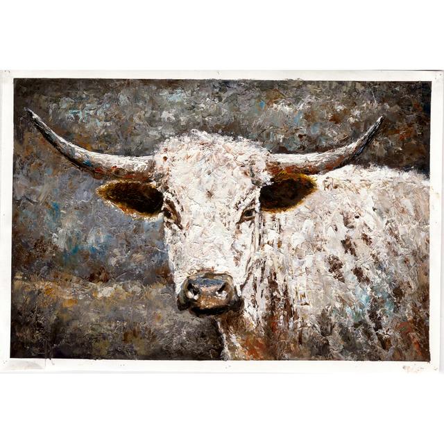 Steer - Wrapped Canvas Painting Print August Grove Size: 30cm H x 46cm W x 3.8cm D on Productcaster.