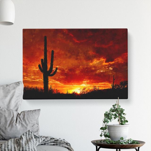 Sunset In Saguaro Painting East Urban Home Size: 35cm H x 50cm W x 3cm D on Productcaster.