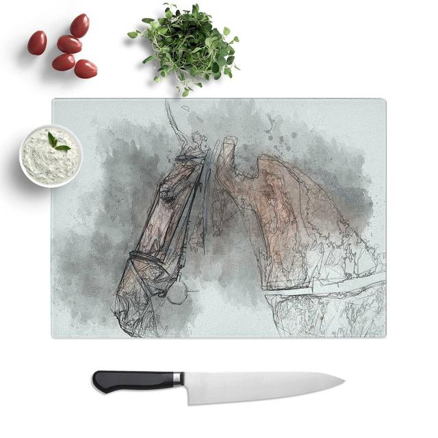 Glass Horse Portrait in Abstract Chopping Board East Urban Home Size: 39 cm W x 28.5 cm L on Productcaster.