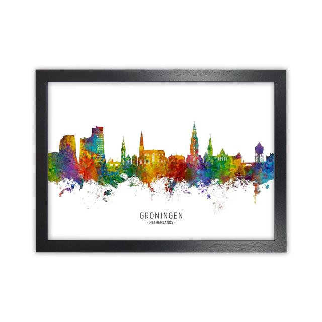 Groningen Netherlands Skyline by Michael Tompsett - Print Latitude Run Format: Black Framed, Size: 25cm H x 34cm W x 3cm D on Productcaster.