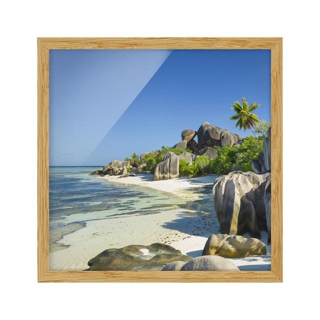 Picture With Frame - Dream Beach Seychelles - Square 1:1 Highland Dunes Frame Option: Brown Framed, Size: 50cm H x 50cm W x 2cm D on Productcaster.