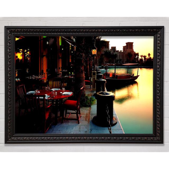 Waterway Cafes - Single Picture Frame Art Prints Ebern Designs Size: 21cm H x 29.7cm W x 3cm D, Fomat: Silver Framed Paper on Productcaster.