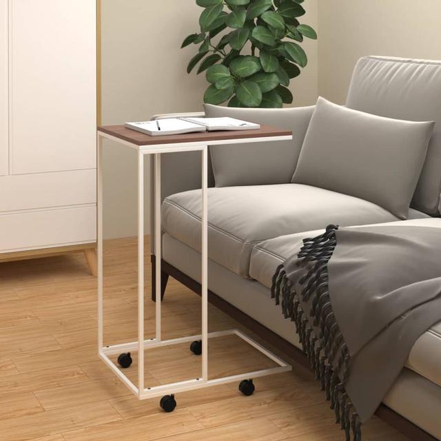 Yasmine End Table Latitude Run Colour: Brown Top/White Base on Productcaster.