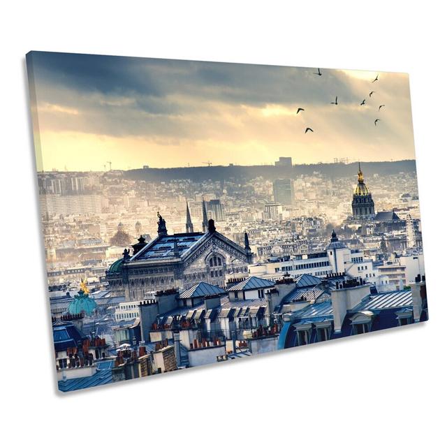 Paris Skyline Cityscape CANVAS WALL ART Picture Print Ebern Designs Size: 50.8cm H x 76.2cm W x 2cm D on Productcaster.