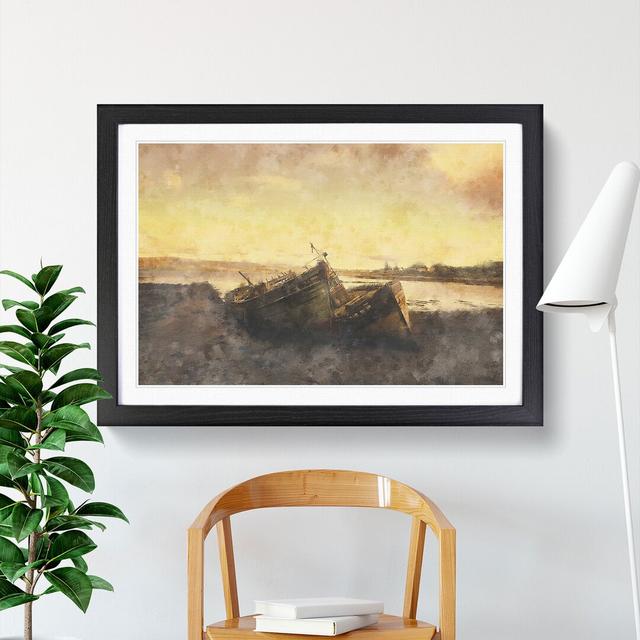 Stranded Boats on the Beach - Picture Frame Painting East Urban Home Frame Option: Black Framed, Size: 48cm H x 65cm W x 2cm D on Productcaster.