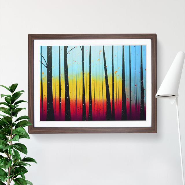 Summer Forest Paint Splatter Vol.6 Abstract - Single Picture Frame Print Alpen Home Size: 46cm H x 64cm W x 2cm D, Frame Colour: Walnut Framed on Productcaster.