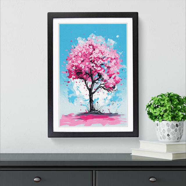 Cherry Blossom Tree Pop - Single Picture Frame Art Prints on Wood Marlow Home Co. Size: 34cm H x 25cm W x 2cm D, Format: Black Framed on Productcaster.