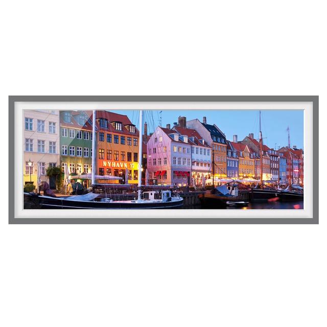 Copenhagen Harbour in the Evening - Picture Frame Graphic Art Ebern Designs Size: 50cm H x 130cm W x 2cm D, Frame Option: Grey Framed on Productcaster.