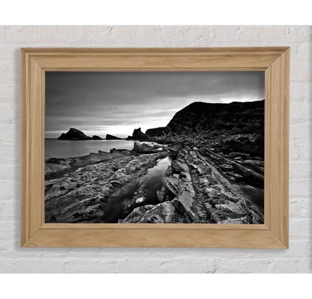 Ocean Rock Formation B N W - Single Picture Frame Art Prints Bright Star Size: 100cm H x 141.4cm W x 8cm D on Productcaster.