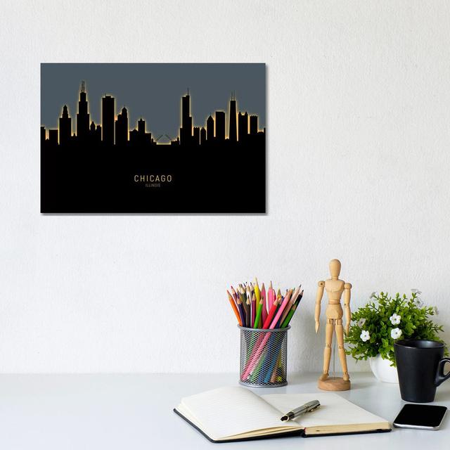 Chicago Illinois Skyline Glow Orange by Michael Tompsett - Wrapped Canvas Gallery-Wrapped Canvas Giclée Latitude Run Size: 20.32cm H x 30.48cm W x 1.9 on Productcaster.