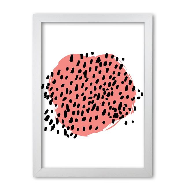 Coral Blob with Black Polka Dots Abstract - Graphic Art Print on Paper East Urban Home Format: White Grain Frame, Size: 42 cm H x 30 cm W x 5 cm D on Productcaster.