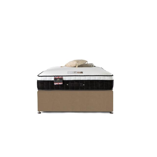 Aspelare Pocket Sprung Divan Bed Set Fairmont Park Colour: Mink Plush Velvet, Size: Super King (6'), Storage Type: 2 Drawers on Productcaster.