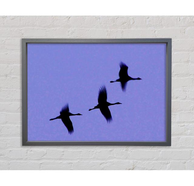 Geese Trio in Flight Purple - Single Picture Frame Art Prints on Canvas Bright Star Size: 84.1cm H x 118.9cm W x 3.3cm D on Productcaster.