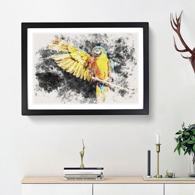 Yellow Macaw Parrot Watercolour - Picture Frame Graphic Art East Urban Home Frame Option: Black, Size: 35cm H x 50cm W x 2cm D on Productcaster.