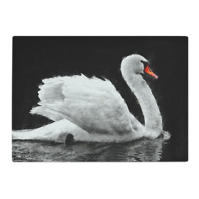 Tempered Glass Swan Swimming Painting Chopping Board East Urban Home Size: 20 cm x 28.5 cm on Productcaster.