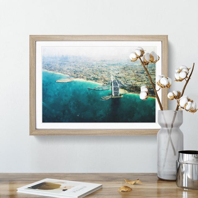 Burj Al Arab Hotel Dubai Skyline Painting Picture Frame Graphic Art East Urban Home Format: Oak, Size: 33cm H x 45cm W x 2cm D on Productcaster.