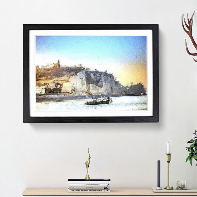 Boat Passing Beachy Head Cliffs Eastbourne - Picture Frame Painting Print on MDF East Urban Home Size: 48cm H x 65cm W x 2cm D, Frame Option: Black Fr on Productcaster.