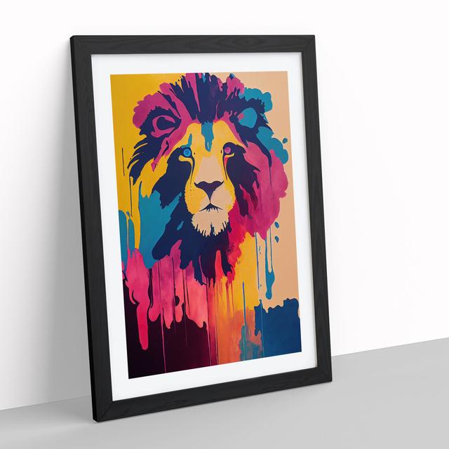 Lion Dripped Abstract - Picture Frame Painting 17 Stories Frame Colour: Black, Size: 34cm H x 25cm W x 2cm D on Productcaster.