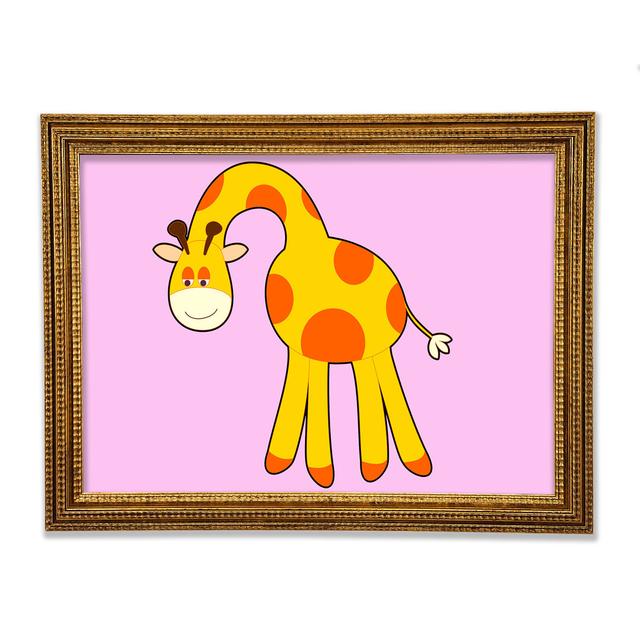 Funny Giraffe Looking Down Pink - Print Bright Star Colour: Pink, Size: 42cm H x 59.7cm W x 3cm D on Productcaster.