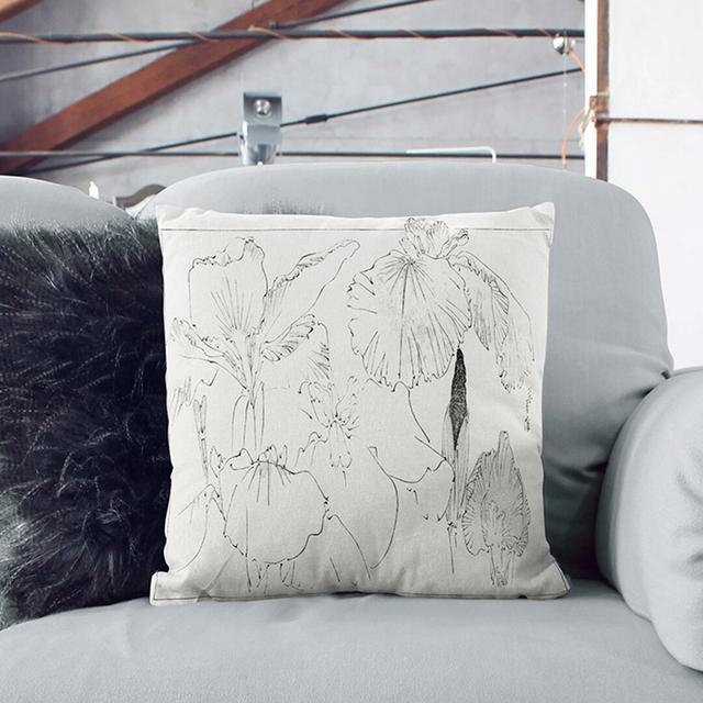 Iris Illustration by Watanabe Seitei Cushion with Filling East Urban Home Size: 55cm H x 55cm W x 20cm D, Backing Colour: Black on Productcaster.