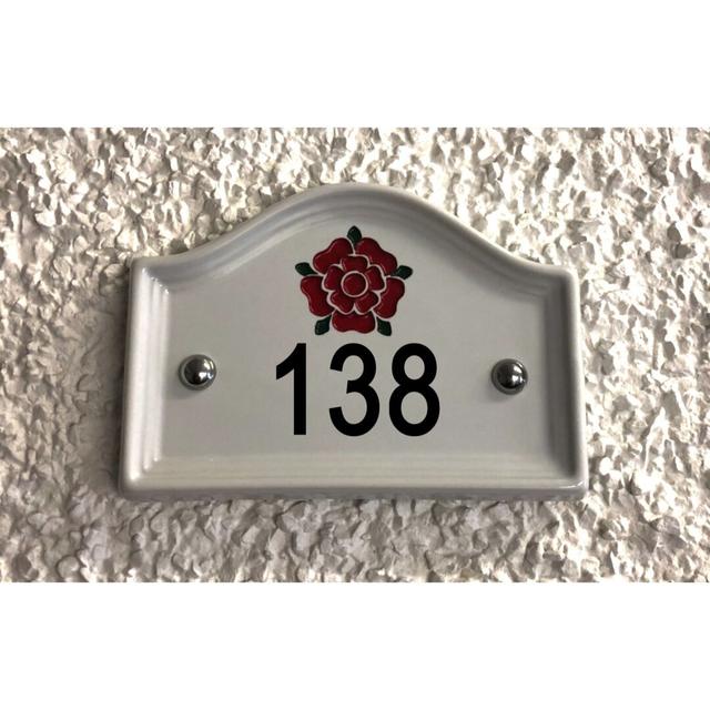 Walsham 16.5cm H Ceramic House Number Dakota Fields Colour: White, Number: 138 on Productcaster.