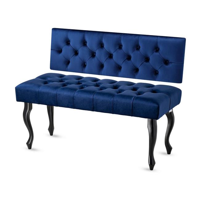 Jerez Upholstered Bench Mercer41 Colour: Dark Blue/Black, Size: H40 x W45 x D35cm on Productcaster.