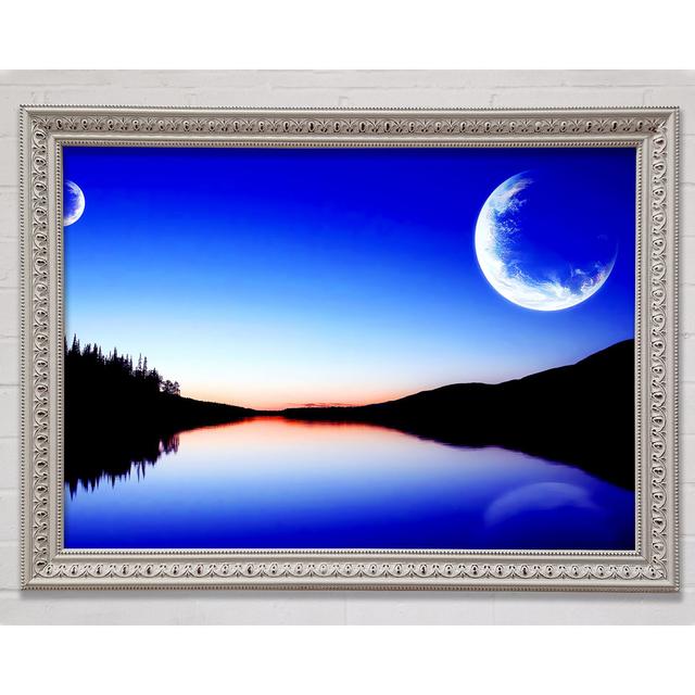 Calm Lake In Another World Blue - Single Picture Frame Art Prints Bright Star Size: 84.1cm H x 118.9cm W on Productcaster.