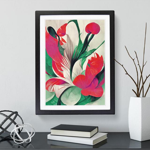 Stunning Abstract Flowers No.4 - Picture Frame Painting Marlow Home Co. Size: 46cm H x 34cm W x 2cm D, Frame Colour: Black on Productcaster.