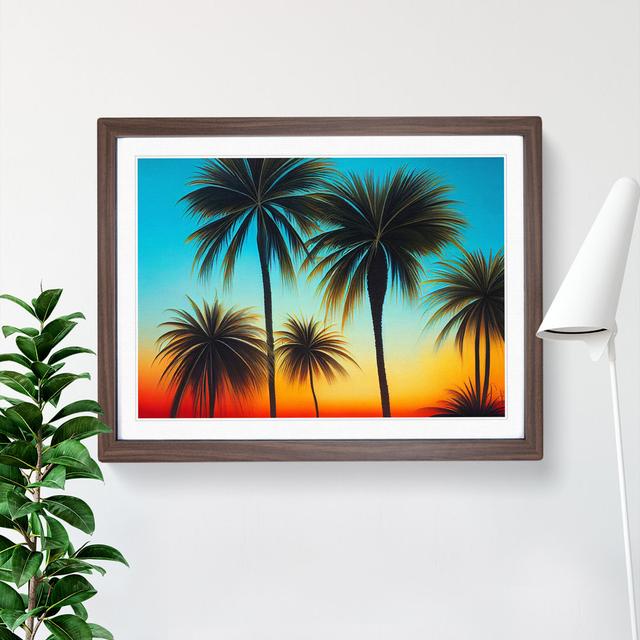 XH1022-6774X Palm Tree Sunset Vol.4 - Single Picture Frame Print 17 Stories Frame Colour: Walnut, Size: 25cm H x 34cm W x 2cm D on Productcaster.