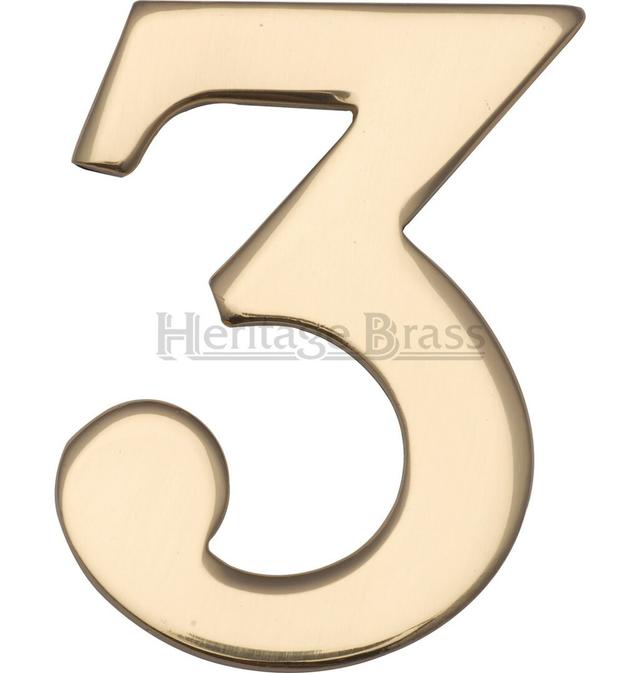 2" House Number Heritage Brass Number: 3, Finish: Satin Chrome on Productcaster.