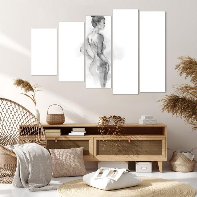 Woman Body Piece - 5 Piece Wrapped Canvas Painting Canora Grey Size: 100cm H x 150cm W on Productcaster.