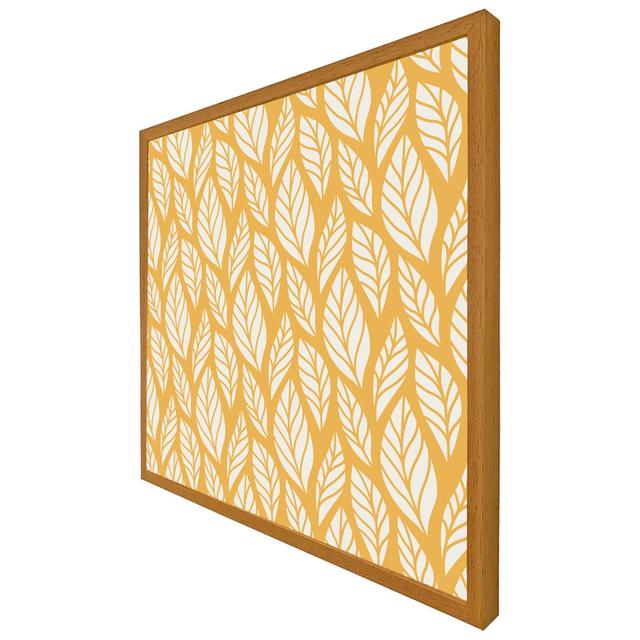 Montgomeryville White Leaf Pattern On Orange - Single Picture Frame Art Prints ClassicLiving Size: 41cm H x 41cm W x 4cm D, Frame Colour: Oak Framed on Productcaster.