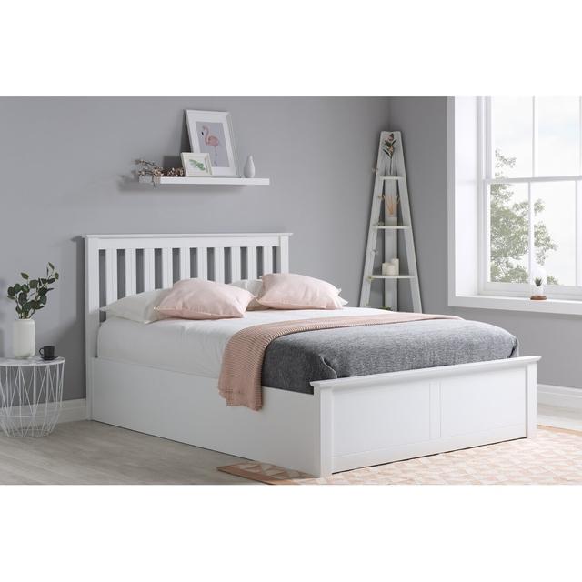 Verona Wooden Ottoman Bed Three Posts Size: Small Double (4'), Colour: White on Productcaster.