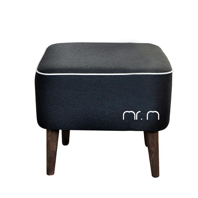 Mr.M 40Cm Wide Square Footstool Ottoman MONKEY MACHINE Upholstery Colour: Black/Cream on Productcaster.