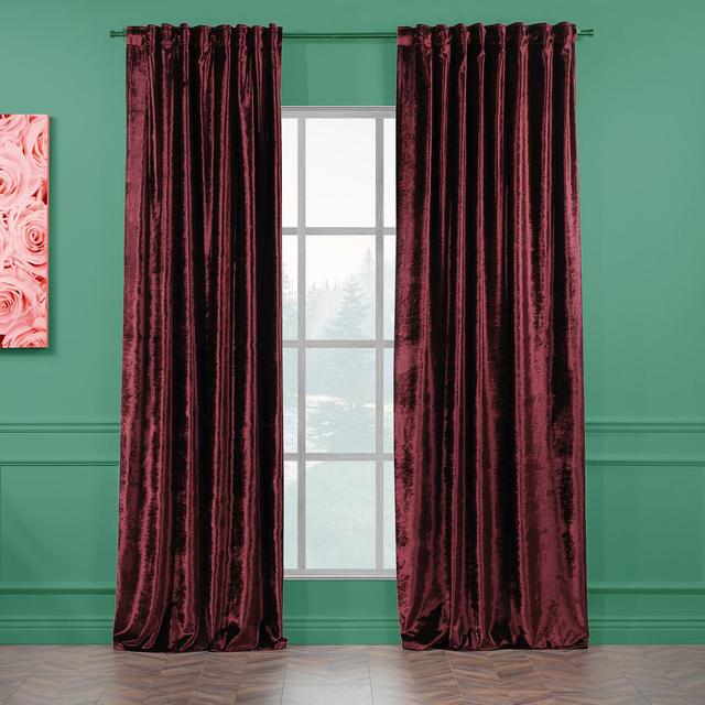 Extra Long & Extra Wide Shiny Velvet Curtain Panel (customized) Lilijan Home & Curtain Curtain Colour: Mahogany, Panel Size: 280cm Width x 225cm Drop on Productcaster.