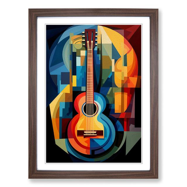 Electric Guitar Cubism No.2 - Print Metro Lane Format: Walnut Framed, Size: 64cm H x 46cm W on Productcaster.