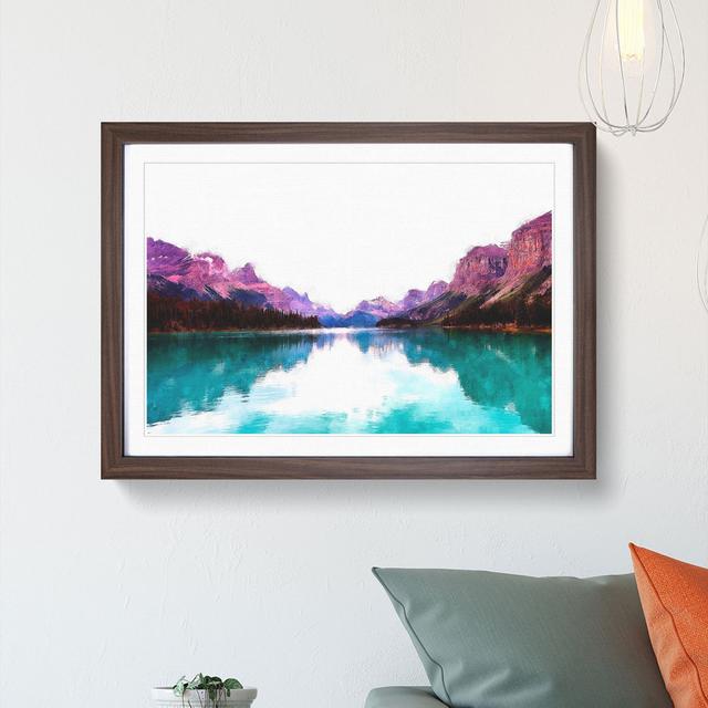 'Maligne Lake Scene in Canada' - Picture Frame Graphic Art Print East Urban Home Frame Option: Walnut Framed, Size: 62cm H x 87cm W x 2cm D on Productcaster.